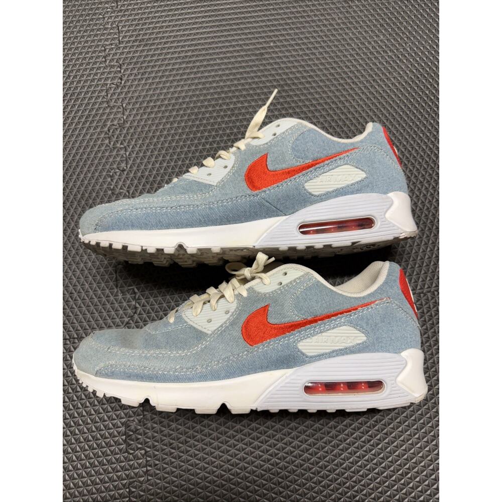 Nike Air Max 90 Denim Sneakers with Red Accents Men's Size 13